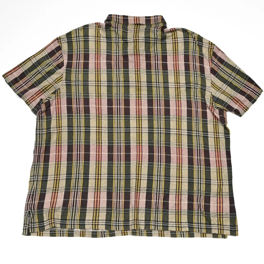 Polo Ralph Lauren Mens Window Plaid Cotton S/S Polo‎ Shirt Pocket Mens XL Preppy